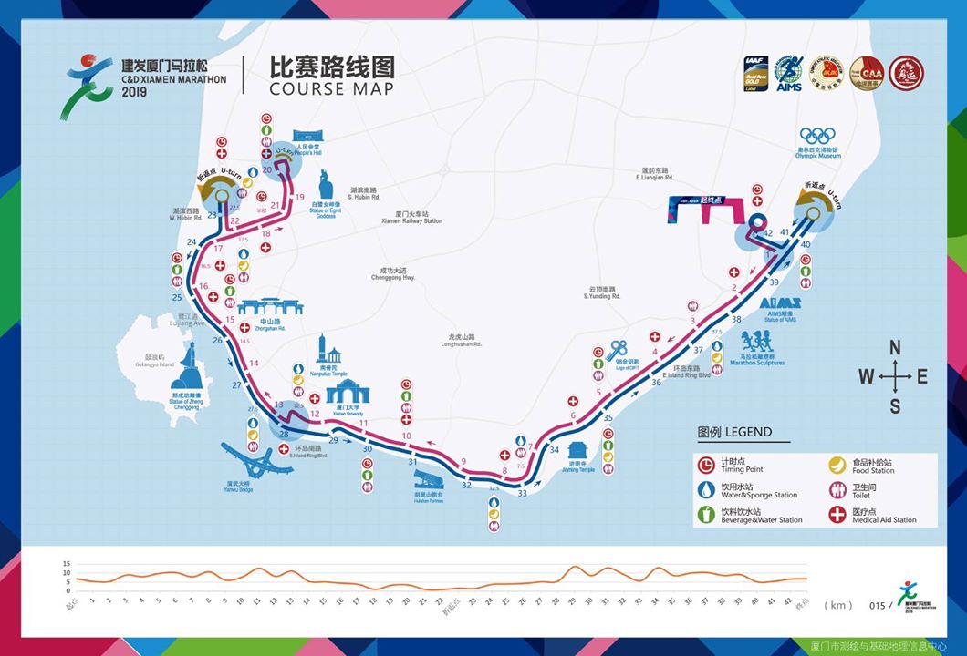 2019廈門馬拉松新增的湖濱南路、白鷺洲路、湖濱西路等白鷺洲周邊道路以及大學路等風景優美，且基本沒有坡度，有助於選手提升成績