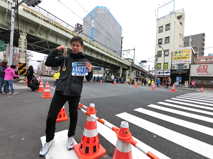 陳維慶今年東京馬拉松跑出2小時33分41秒突破個人最佳，圖片來源:陳維慶去年東馬照片。