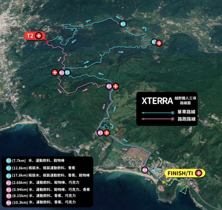 越野鐵人路段補給（圖片來源：XTERRA 賽事簡章）