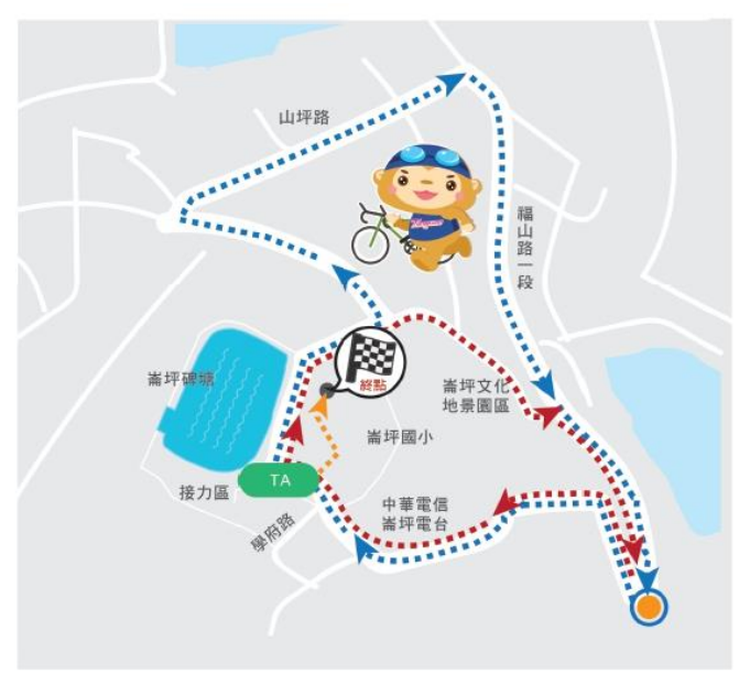 108全國運動會鐵人三項跑步路線圖。