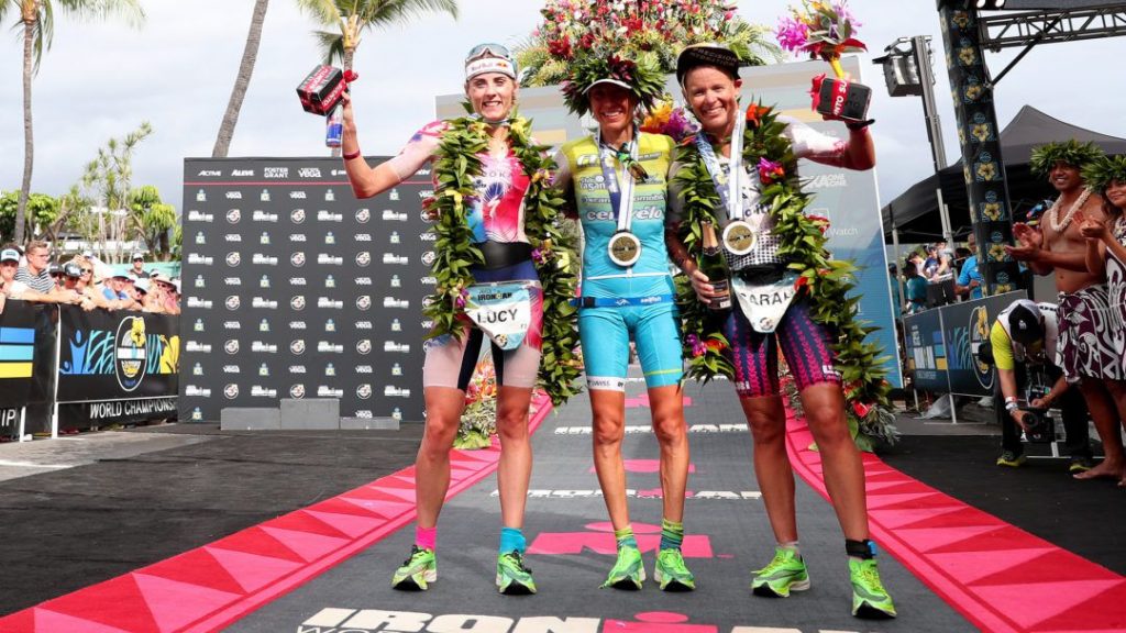 2019 IRONMAN 世界錦標賽女子組前三名。