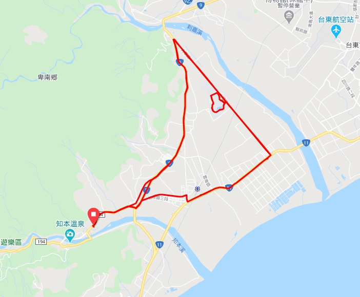 知本溫泉馬拉松全馬路線。