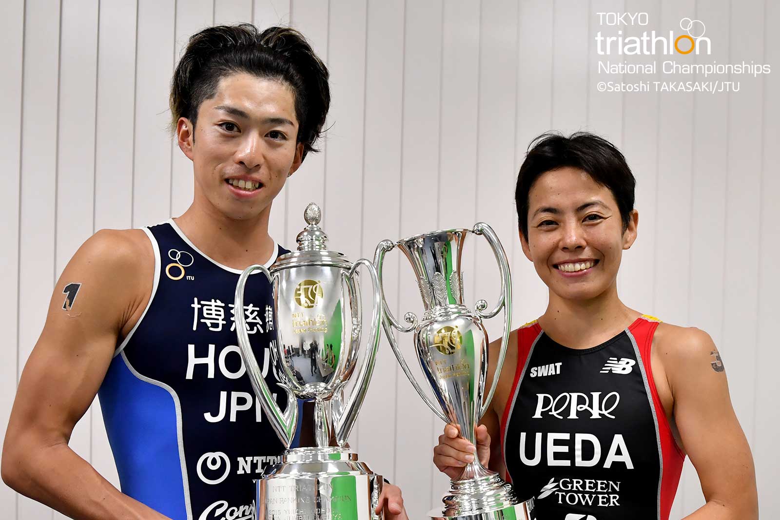 2020 日本男子國家冠軍北條巧、女子國家冠軍上田藍。（照片來源：JTU）