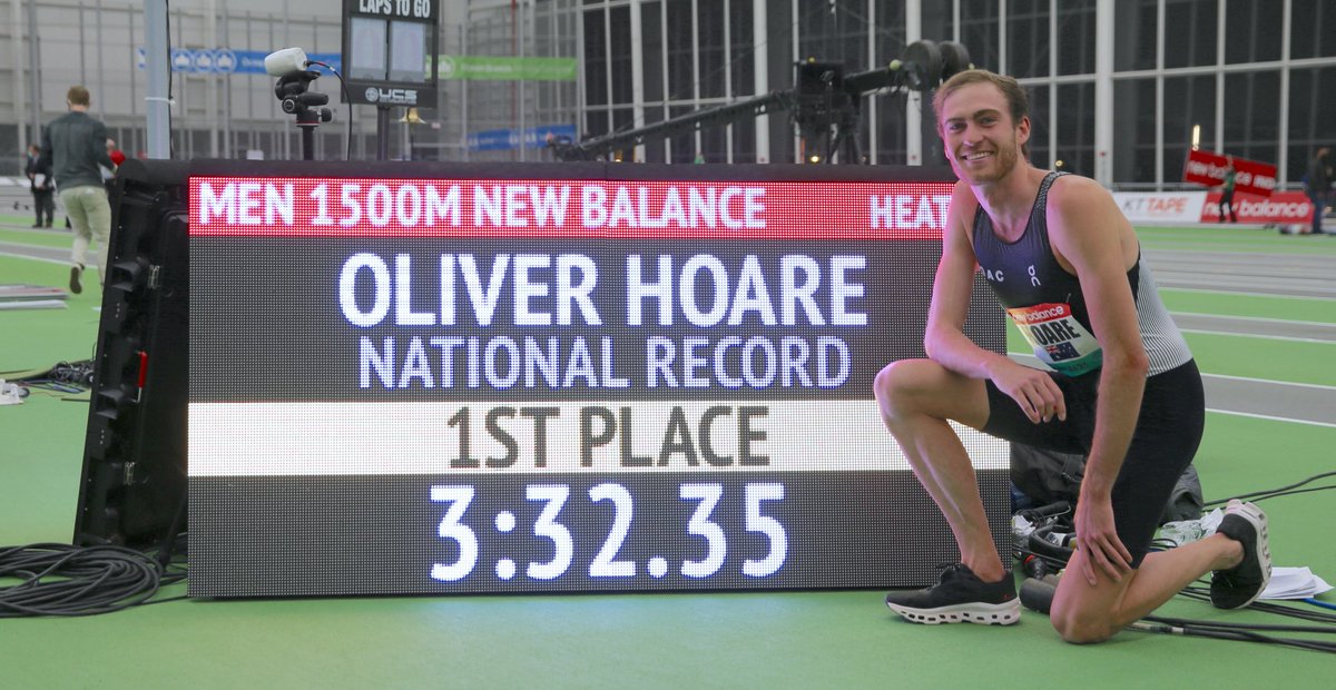 Oli Hoare創下澳洲1500m國家紀錄(照片來源: Twitter@Oli Hoare)
