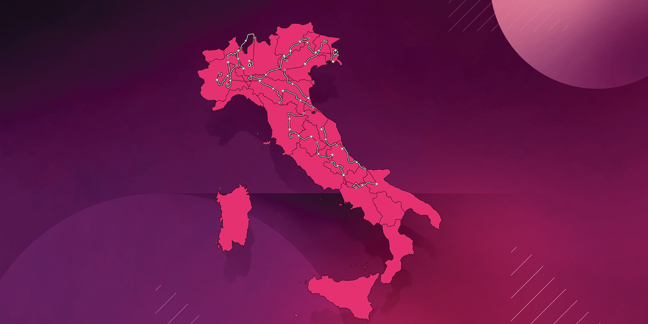 共計 21 站賽事，總里程 3479.9 公里，將於週末開跑。（圖片來源：Giro d’Italia Official Website）