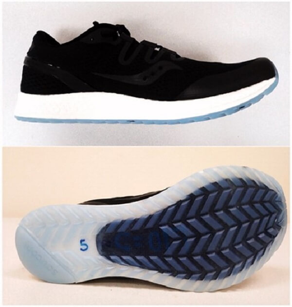 註：大底黑色區塊為碳纖維板放置位置 圖片來源：Footwear Science, 12(2), 79-89.