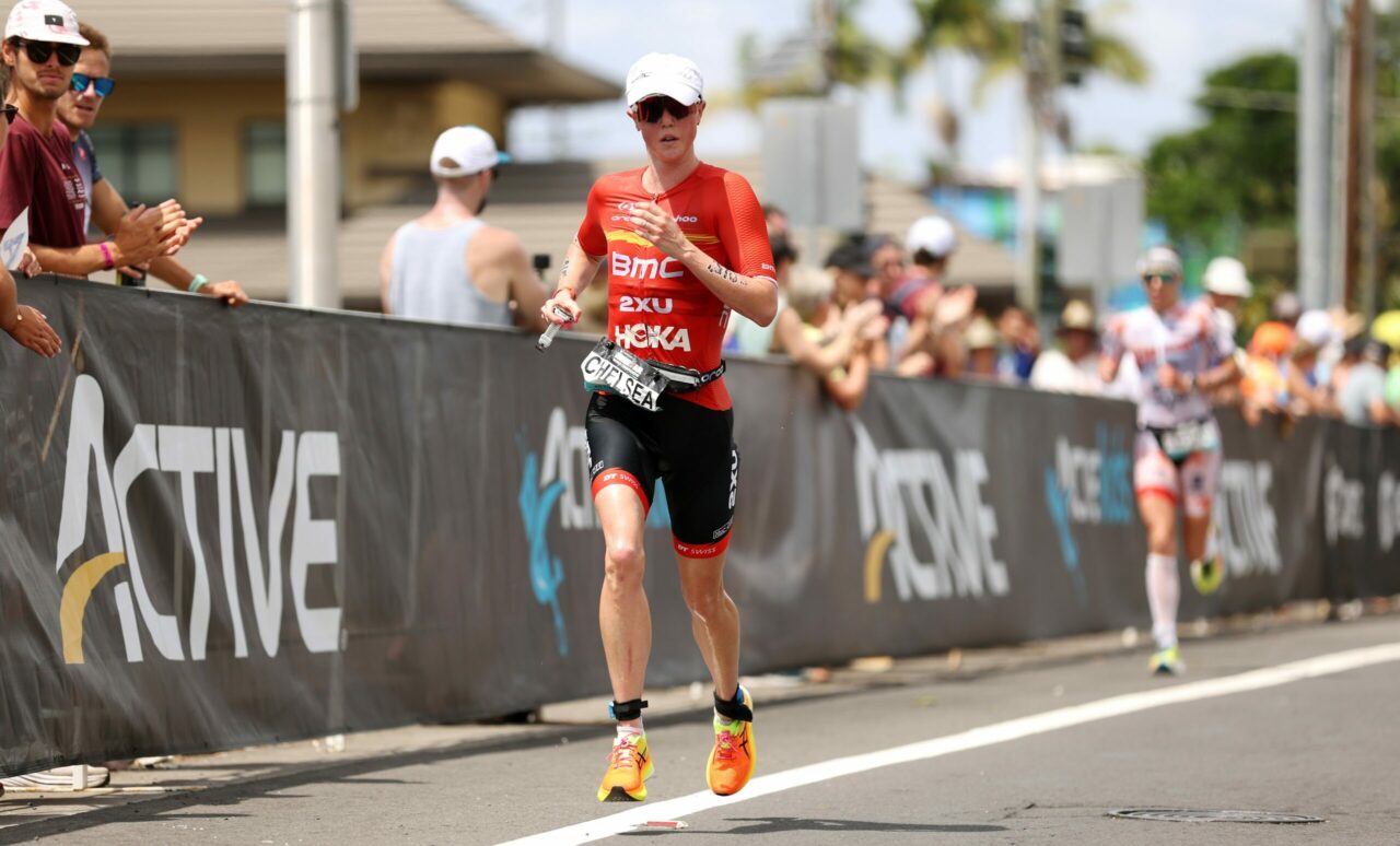 KAILUA KONA, HAWAII - OCTOBER 06: Chelsea Sodaro competes during the run portion of the Ironman World Championships on October 06, 2022 in Kailua Kona, Hawaii. (Photo by Ezra Shaw/Getty Images for IRONMAN)