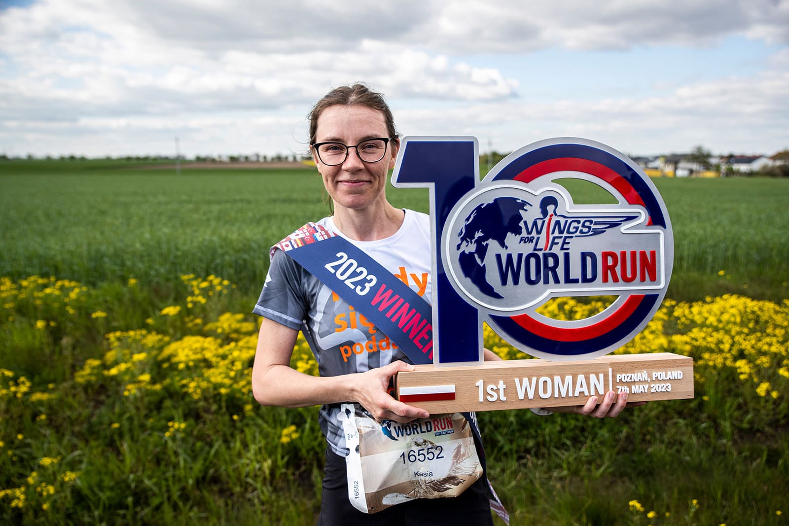今年Wings for Life由波蘭的Katarzyna Szkoda以55.07公里獲得女子世界冠軍