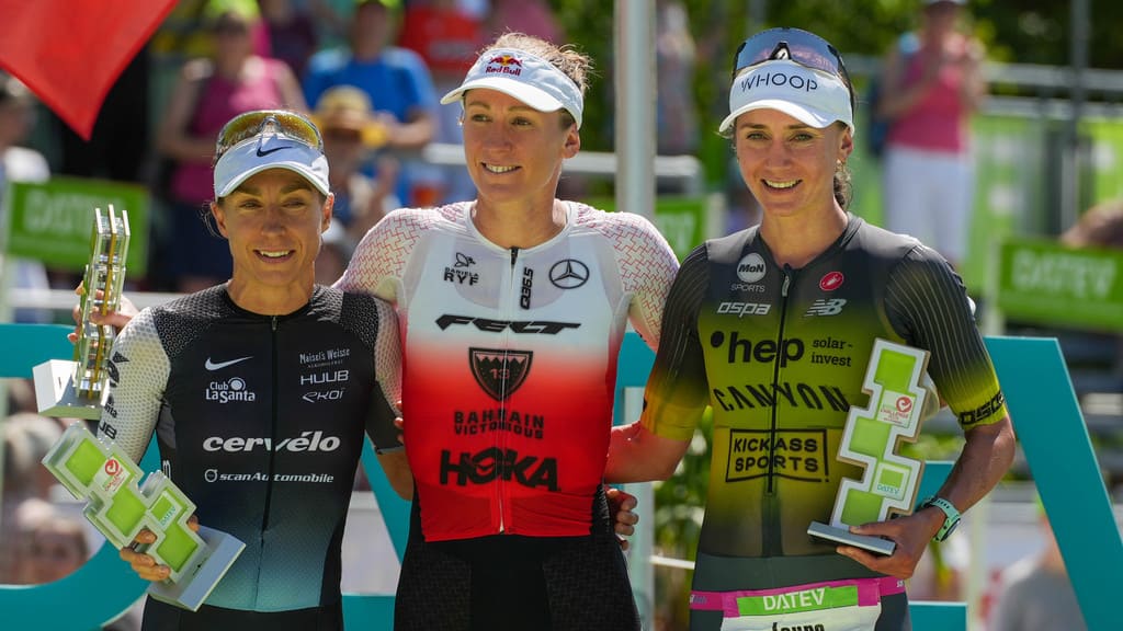 2023 Challenge Roth 女子前三名:Daniela Ryf、Anne Haug、Laura Philipp。圖片來源