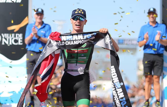 Gustav Iden 奪得 2019 IRONMAN 70.3 World Championship 金牌 照片來源：tri247