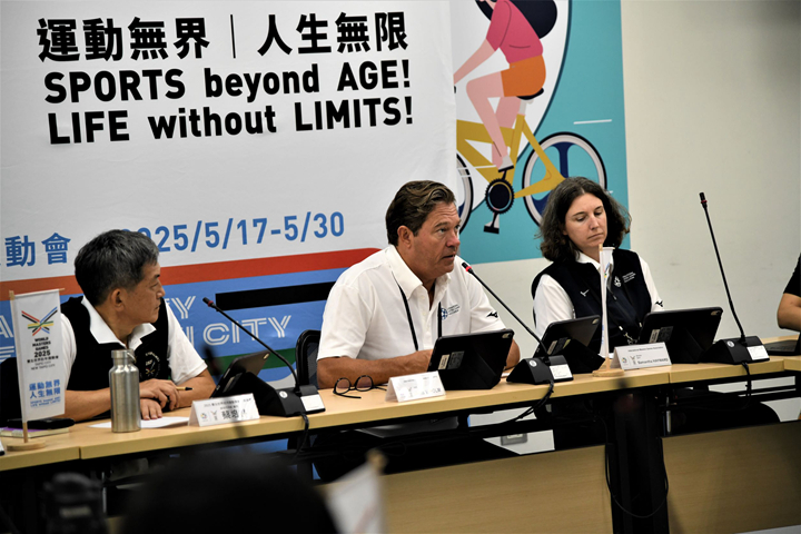 2025雙北世壯運整體進度報告會議（左起臺北市體育局蔡培林副局長、IMGA執行長Holm、IMGA競賽總監Hayward）