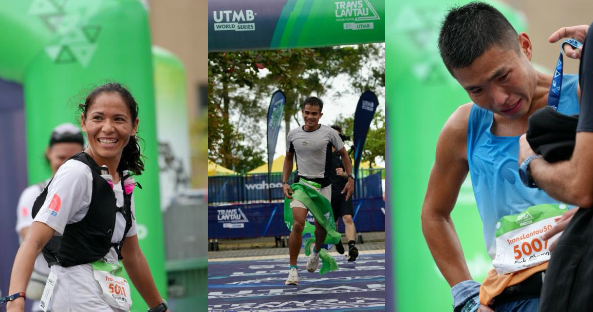 50 公里賽項女子組別冠軍 Sunmaya Budha 和男子組別冠軍 John Ray Galutera Onifa。香港越野跑手曾福祥負傷上陣，抵達終點後不禁灑淚。