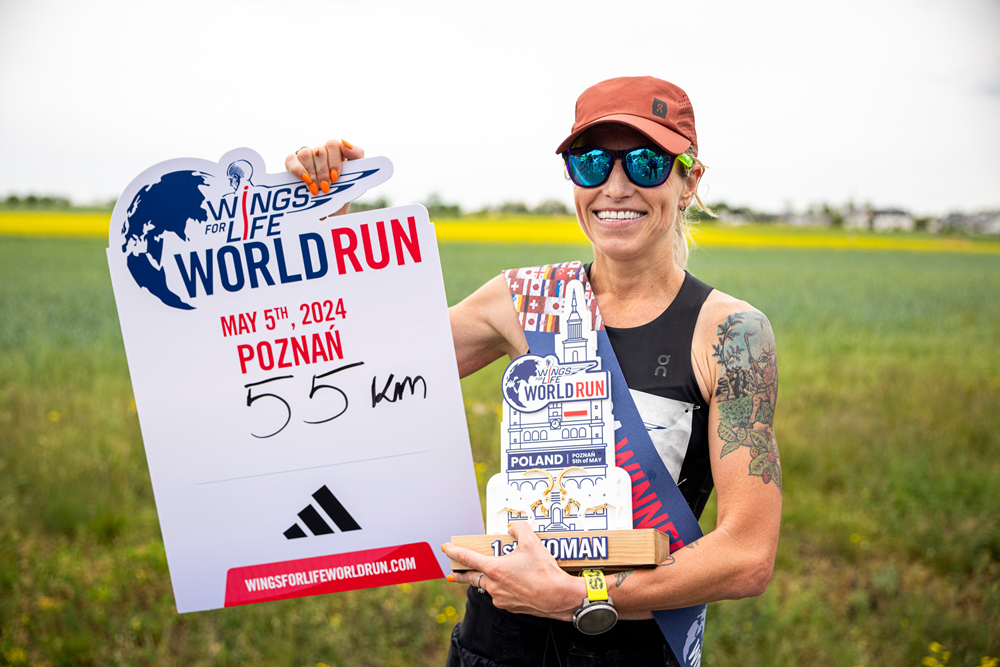 今年Wings for Life全球路跑由波蘭選手 Dominika Stelmach 以55公里的成績再奪世界女子冠軍