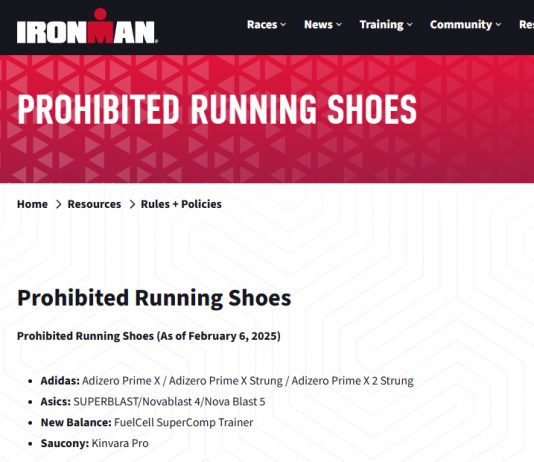 IRONMAN 禁用跑鞋清單